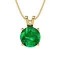 thumbnail image 2 of 2 ct Brilliant Round Cut Solitaire Emerald 18K Yellow Solid Gold Everyday Affordable Designer Necklace Pendant with 16" Chain, 2 of 7