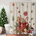 thumbnail image 4 of Shower Curtains Sets for Bathroom Decor Vintage Pine Branch Gingerbread Waterproof Bathroom Curtain with Hooks, Cappuccino on Linen for Bathroom Decor,36x72IN, 4 of 9