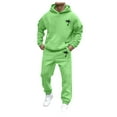 thumbnail image 1 of Male Casual Solid Two Piece Hooded Sports Suit Pocket Raglan Sleeve Hoodies Drawstring Pant Set Men Regular Suits Mens Ruffle Tux Casual Suit Big And Tall Men Suits Formal Suits for Men And Outfits, 1 of 4