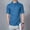 Blue, variant on Nnhblu Men Short Sleeve Denim Stand-up Collar Slim Casual Shirts Blue L