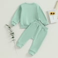 thumbnail image 4 of Toddler Girls Long Sleeved Letter Print Sports Suit Round Neck Pullover Sweater Solid Color Pants with Pockets, 4 of 4