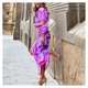 thumbnail image 3 of Vestido de fiesta largo para mujer con solapa estampada violeta, 3 of 6