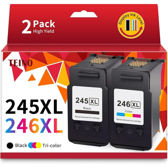 TRAHOO-Remanufactured Ink Cartridge Replacement for Canon 245XL 246XL PG-245XL CL-246XL PG-243 Use with Canon PIXMA MG2520 MG2920 MG2922 MG2420 MG2522 TS3120 MG3022 MX490 Printer (1 Black, 1 Tri-Colo
