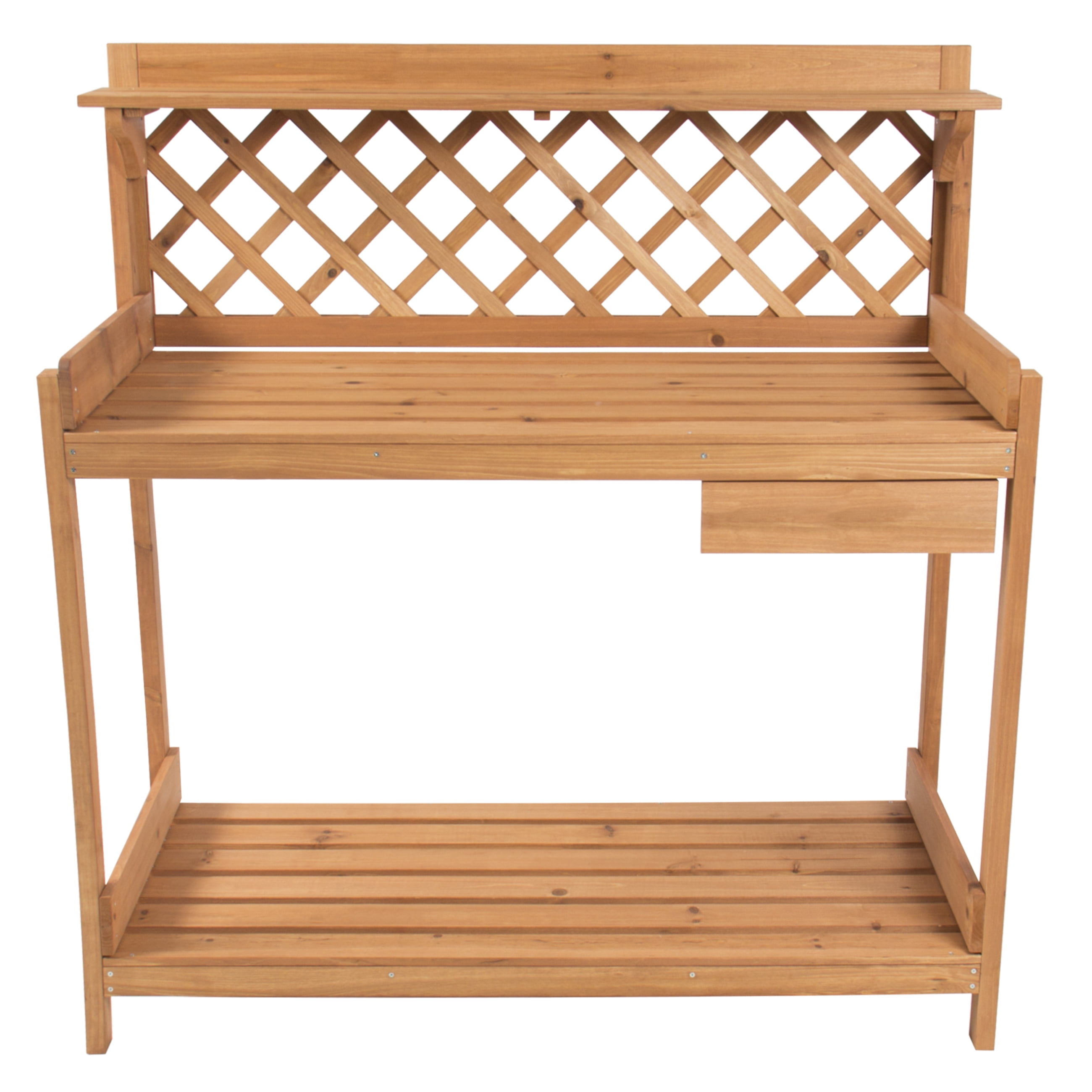 Best Choice Products Fir Wood Potting Bench With Hooks Natural