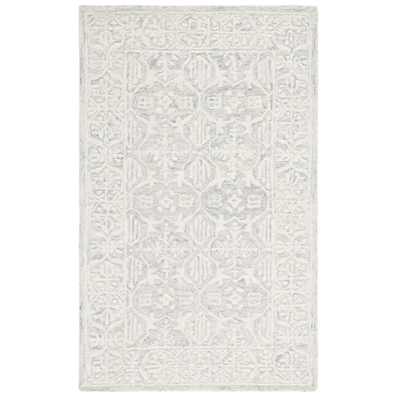 SAFAVIEH Metro Lorenzo Medallion Area Rug, Light Grey/Ivory, 4' x 6'
