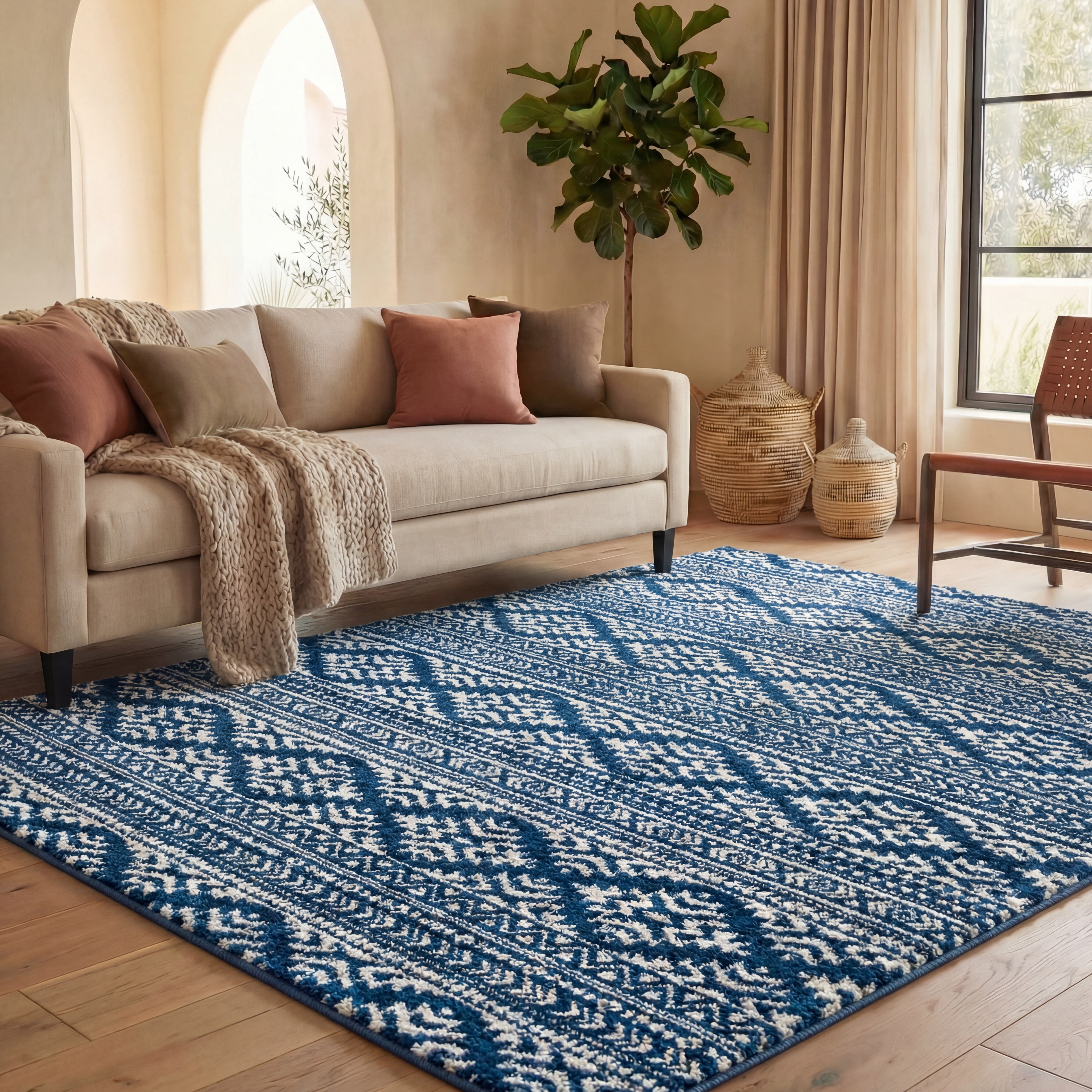 Safavieh Tulum Lakisha Oriental Area Rug, Navy/Ivory, 12' x 18'