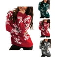 thumbnail image 3 of Christmas Sweater Women Snowflake Reindeer Knitted Long Sleeve Drop Shoulder Cute Crew Neck Pullover Xmas Tops Jumper, 3 of 8