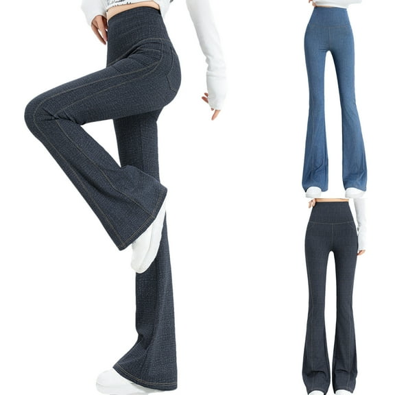 Jacenvly New Trousers for Women Long Pants Loose Solid Expandable Waist Wide Leg Jeans for Women Mid Waist Comfort Fit Expandable Waist Pocket Black M