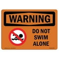 thumbnail image 1 of SignMission OS-WS-A-1218-L-12574 12 x 18 in. OSHA Warning Sign - Do Not Swim Alone, 1 of 1