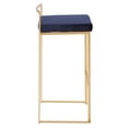 thumbnail image 3 of Fuji Contemporary-Glam Stackable Barstool in Gold with Blue Velvet Cushion by LumiSource - Set of 2, 3 of 8