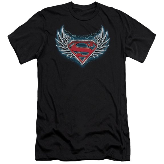 Superman Steel Wings Logo Adult 30/1 T-Shirt Black