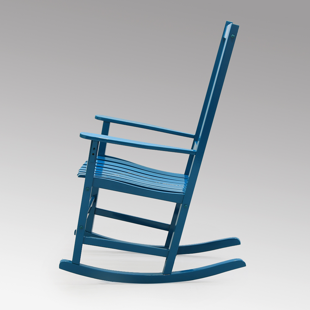Monstay Mahogany Outdoor Wooden Porch Rocking Chair, Steel Blue