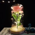 thumbnail image 1 of Flor encantada de rosas con luz LED en cúpula de cristal para Navidad, Día de San Valentín, Día de la madre, cumpleaños, los mejores regalos para novia, 1 of 4