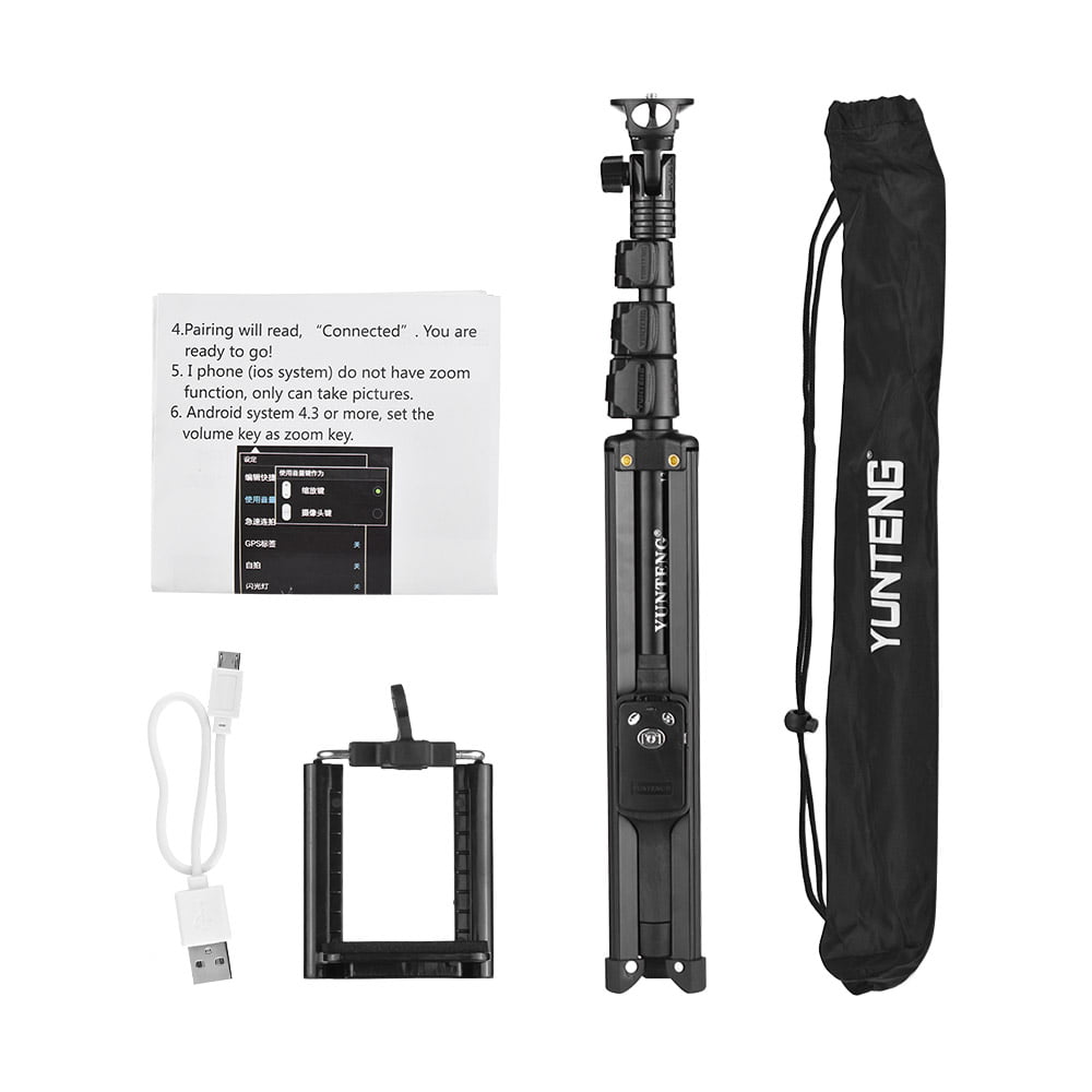 Load 0.5kg with Phone Hoder Remote Control for iPhone 7 7plus Xiaomi Samsung Smartphones Action Cameras Andoer YUNTENG VCT-1388 Portable Selfie Stick Tripod Aluminum Alloy Max 