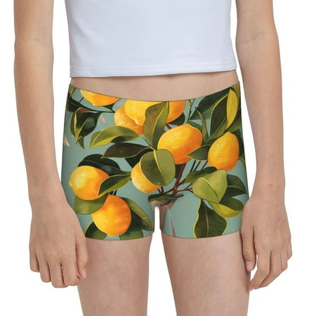 Pofeuu Retro Warm Lemon Flower Print Soft Cotton Girls Boyshort panties Toddler Underwear-XX-Small