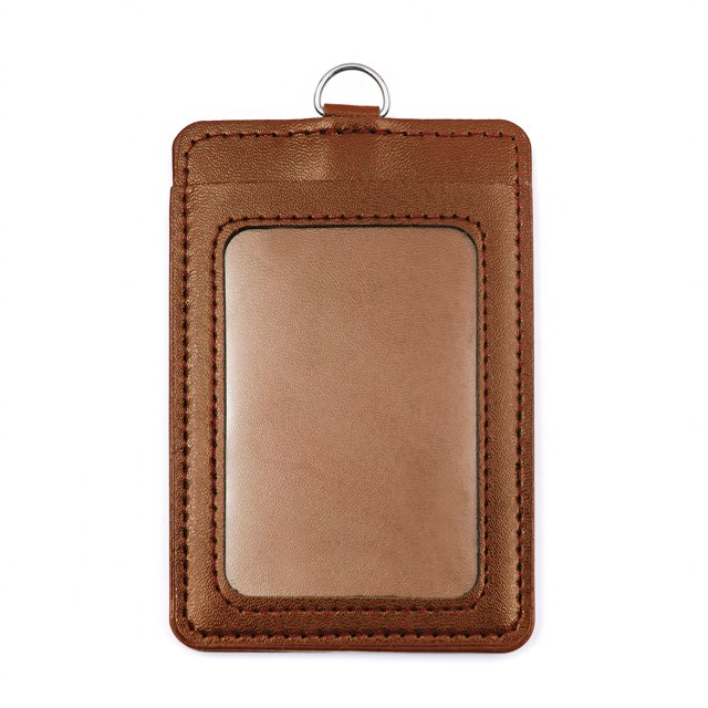GOGO 10Pcs Vertical Horizontal 2-Sided PU ID Card Badge Holder Pouch Stock Case-vertical brown-10 Packs
