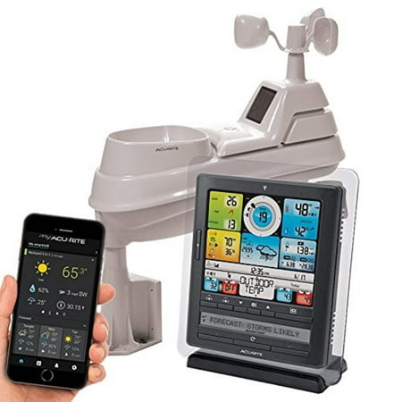 AcuRite 01036M Wireless Weather Station with Programmable Alarms, PC Connect, 5-in-1 Weather Sensor and My Remote Monitoring Weather (Best Lie Detector App)