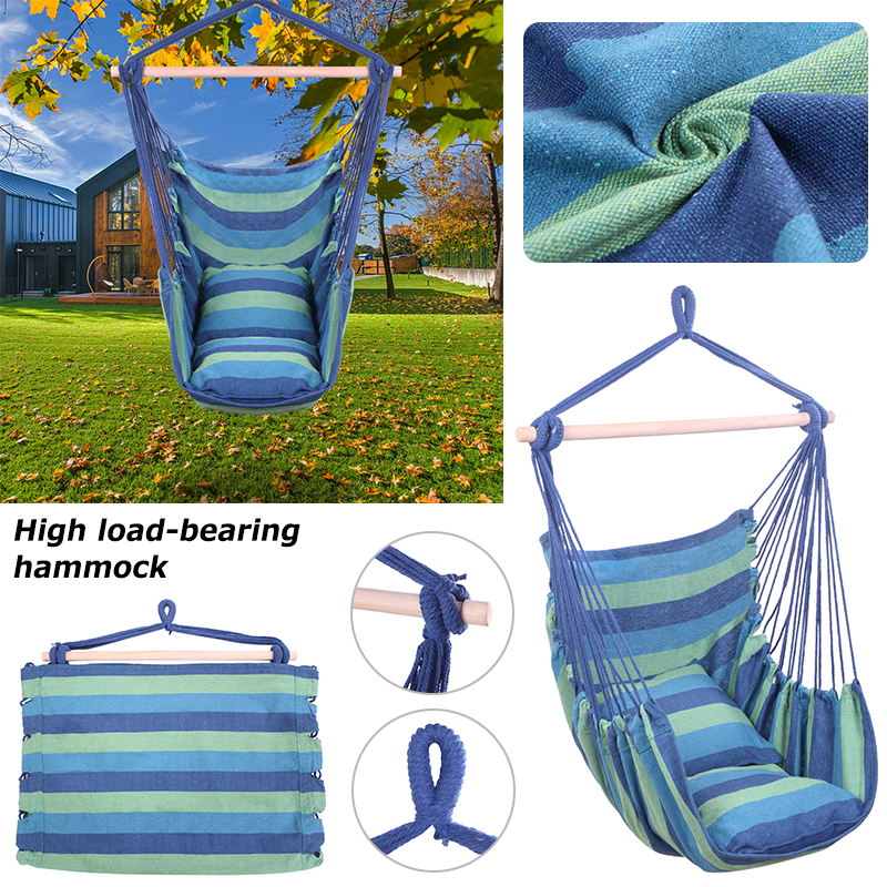 Amerteer Hanging Rope Hammock Chair Swing Seat, Large Brazilian Hammock Net Chair Porch Chair