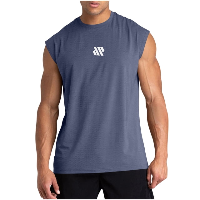 Hyknon Tank Tops Men Fashionable Round-neck Solid Color Mesh Quick Drying Sleeveless Top Summer Fashion Soft Breathable Loose Fitting Pullover Workout Tops