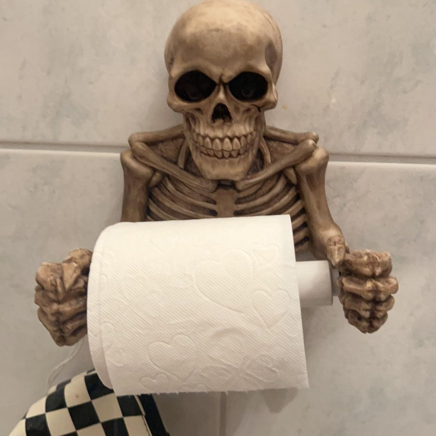 Skeleton Toilet Paper Holder Wall Mount Resin Gothic Bathroom Decor