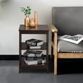 thumbnail image 2 of Outdoor Side Table with Storage, SYNGAR Patio Wood End Table, All Weather Natural Wood Table, Small Rectangular Side Table for Backyard, Beach, Garden, Poolside, D8106, 2 of 9