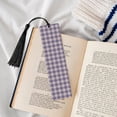 thumbnail image 4 of Kdxio Purple Floral Gingham Check Plaid Print Metal Tassel Bookmarks,Perfect Gift for Art Lovers and Bookworms Metal Bookmarks for Women, 4 of 8