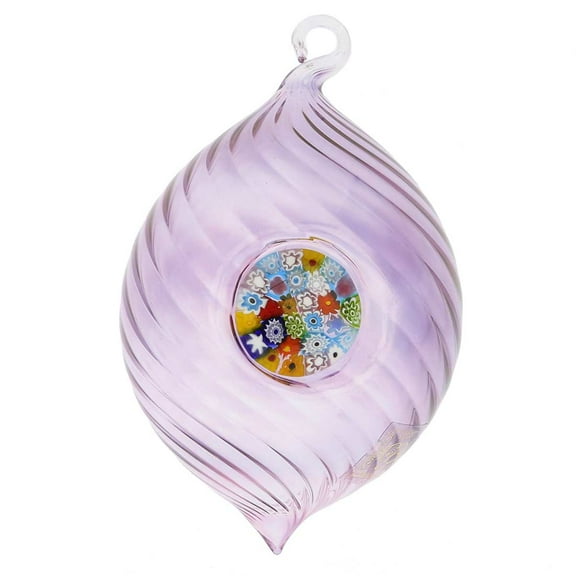 GlassOfVenice Murano Glass Millefiori Christmas Ornament - Purple