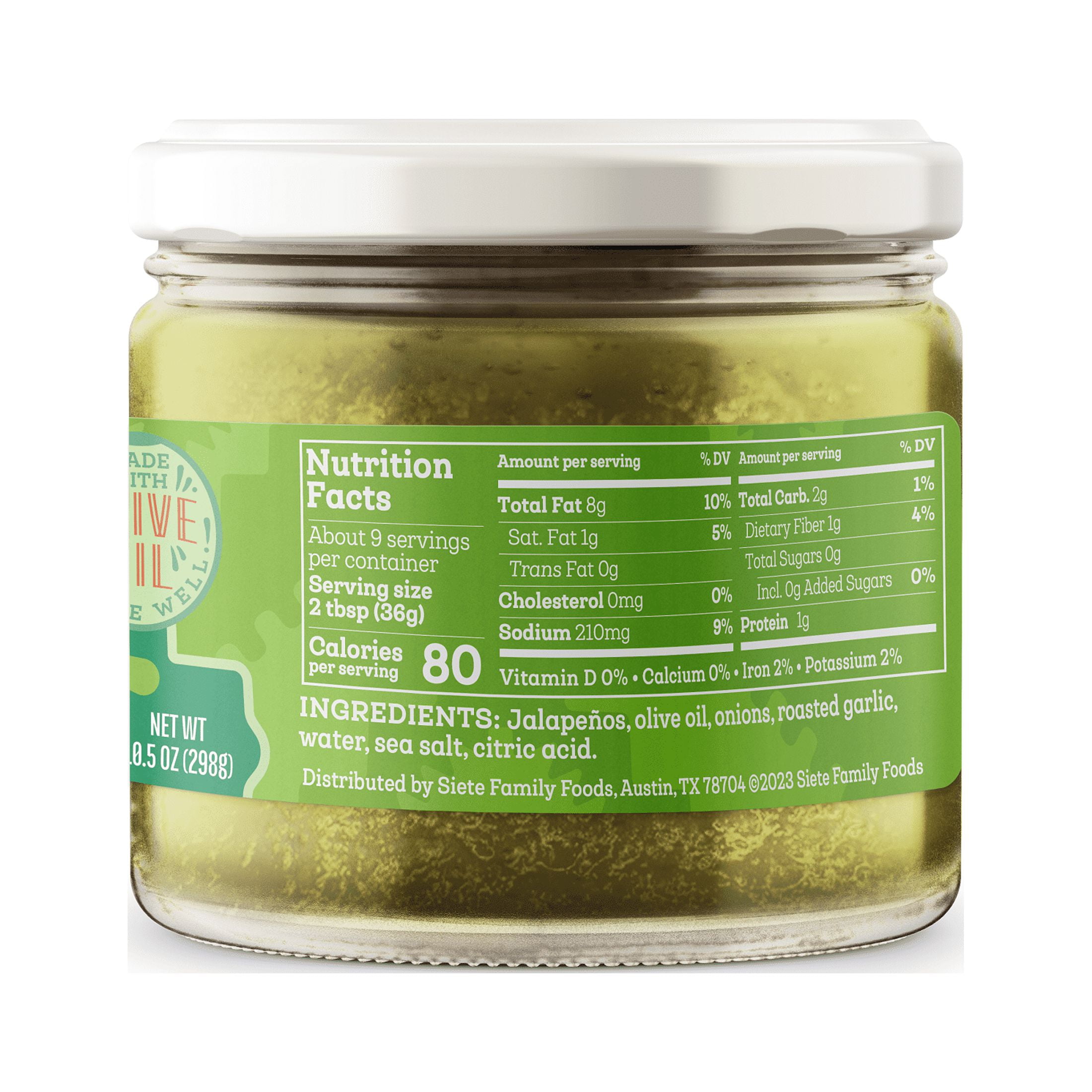 (2 pack) Siete Family Foods, Taqueria Salsa Verde, Cremosa, 10.5 oz