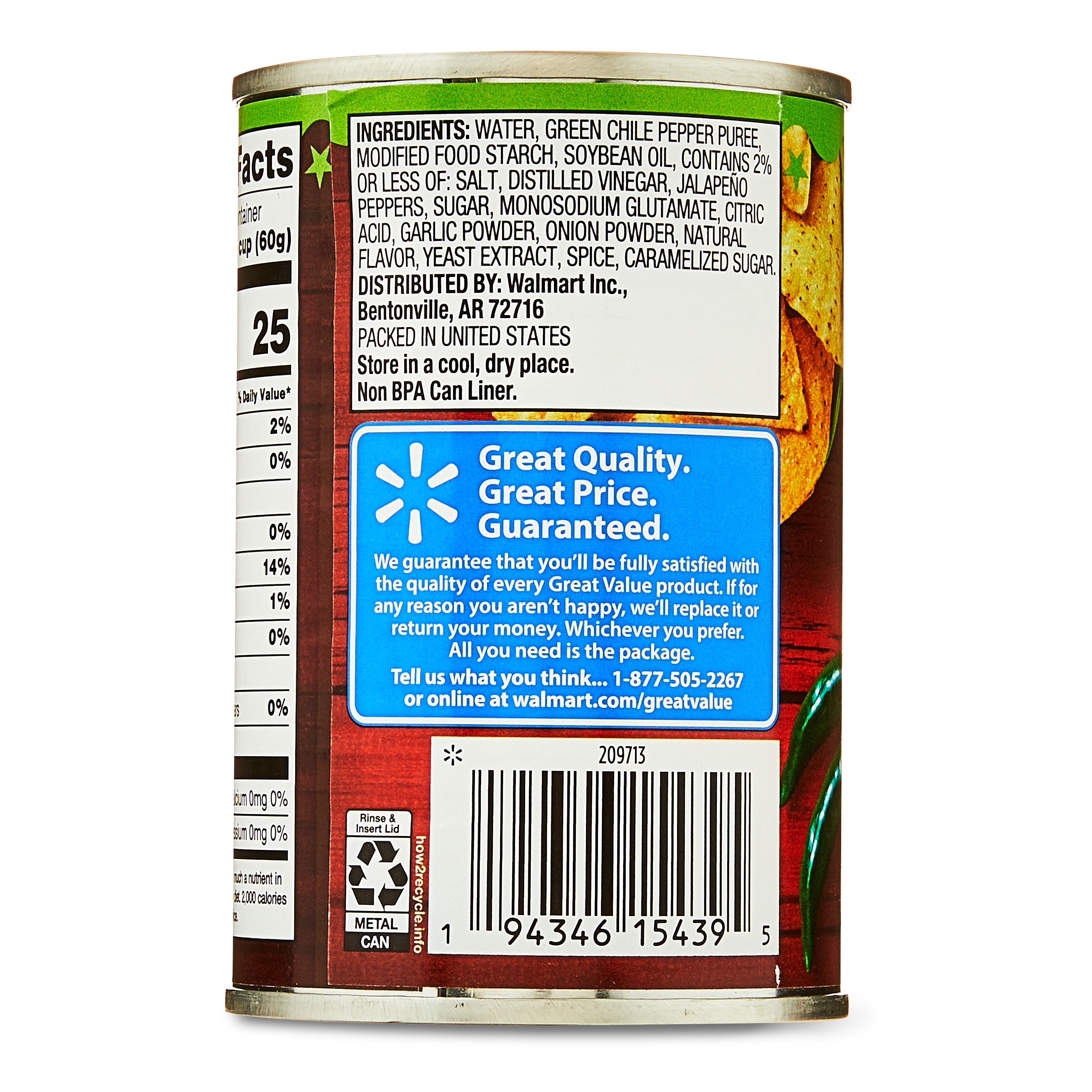 (6 pack) Great Value Green Chile Enchilada Sauce, Mild, 10 oz Can