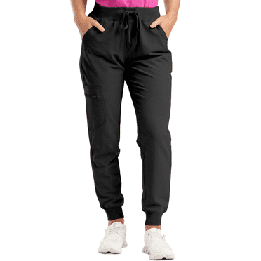 Resicozy Women's Scrub Jogger Pants Contemporary fit Drawstring waistband Jogger With 5 Pockets Lightweight Legging Black M