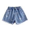 thumbnail image 2 of Liyamei Girls Bow Detail Denim Shorts with High Waist for Summer Size 2-12,Blue, 2 of 5