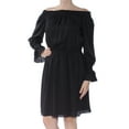 thumbnail image 2 of KOBI Womens Black Long Sleeve Off Shoulder Above The Knee A-Line Dress L, 2 of 3