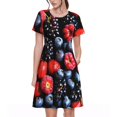 thumbnail image 1 of Balery Variety Of Fruits And Berries Vestidos sueltos de manga corta para mujer, vestidos de verano 2025, vestidos casuales de corte A con vuelo., 1 of 6