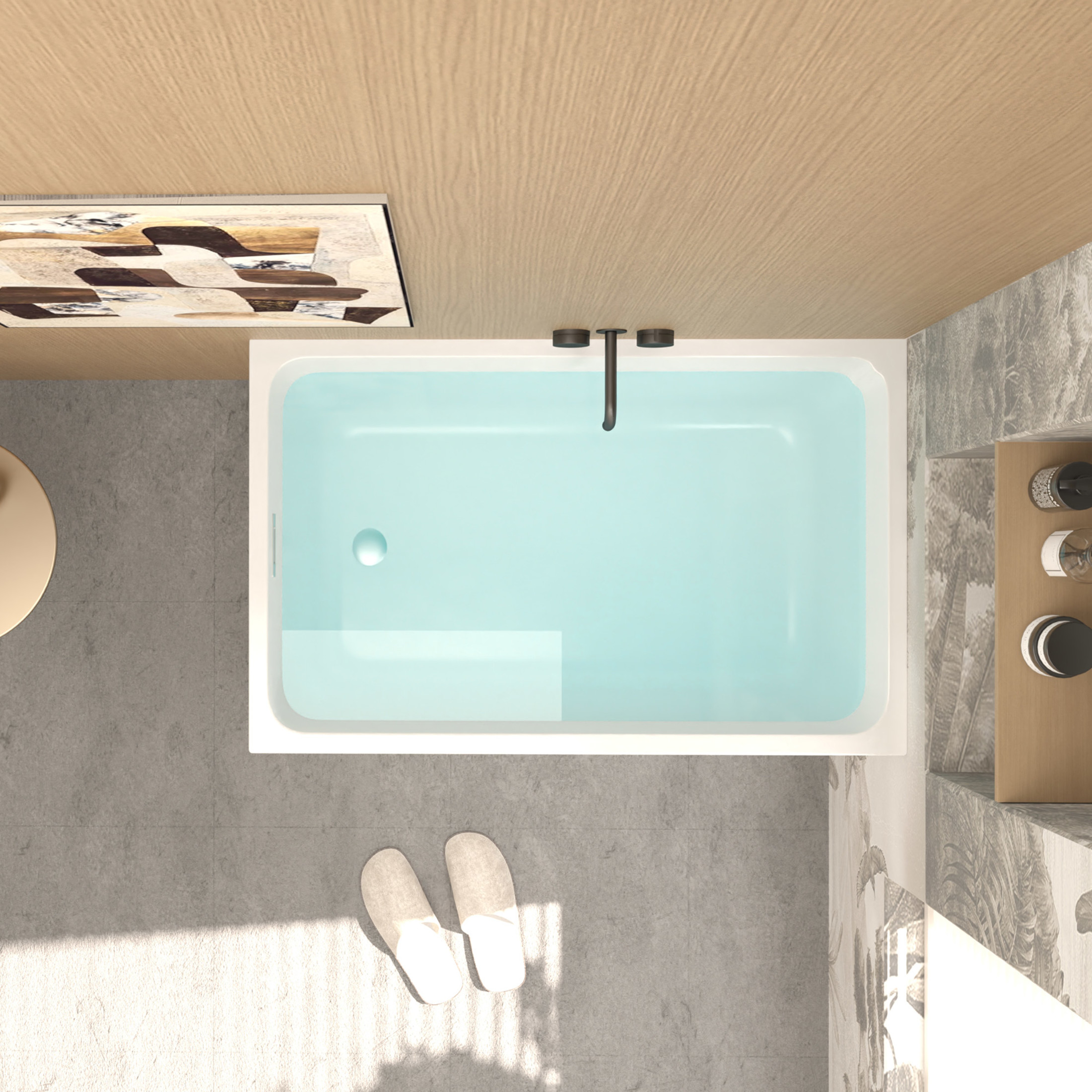 Noble House 43" Acrylic Freestanding Soaking Bathtub with Pop-Up Overflow Drain, Gloss White