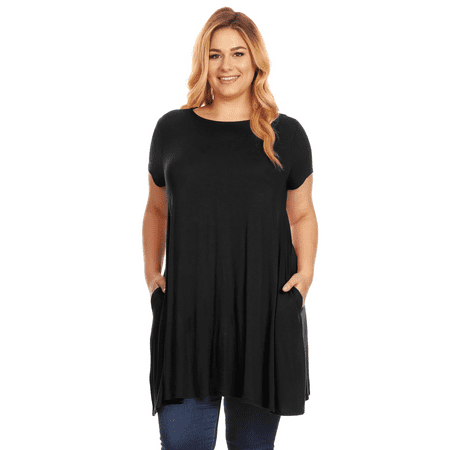 Womens Plus  Size  Short Sleeve T  Shirt  Dress  Trapeze Tunic 