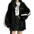 thumbnail image 1 of HNMKIU Sweat à Col Rond pour Femmes, Chandail à Capuchon à Fermeture à Glissière Mode Surdimensionné, Chandails à Capuchon Simples Confortables, Chandails en Molleton Grande Taille, Vestes Mignonnes pour Adolescentes, 1 of 4