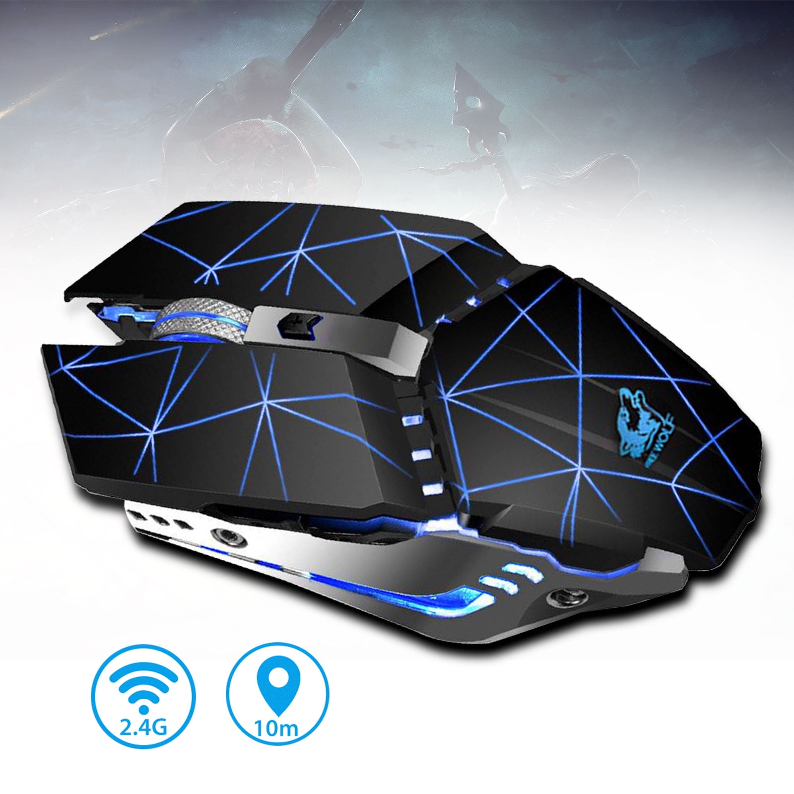 EEEkit Wireless Gaming Mouse with Unique Silent Click, 7 Breathing LED