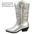 thumbnail image 2 of Soda Women's Faux Leather Cowboy Mid Block Heel Boot, Silver, 11 M US, 2 of 4