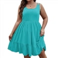thumbnail image 2 of Vestido Holgado para Mujer, de Gran Tamaño, con Hombros Descubiertos, Elegante, Liso, Azul XL, 2 of 7