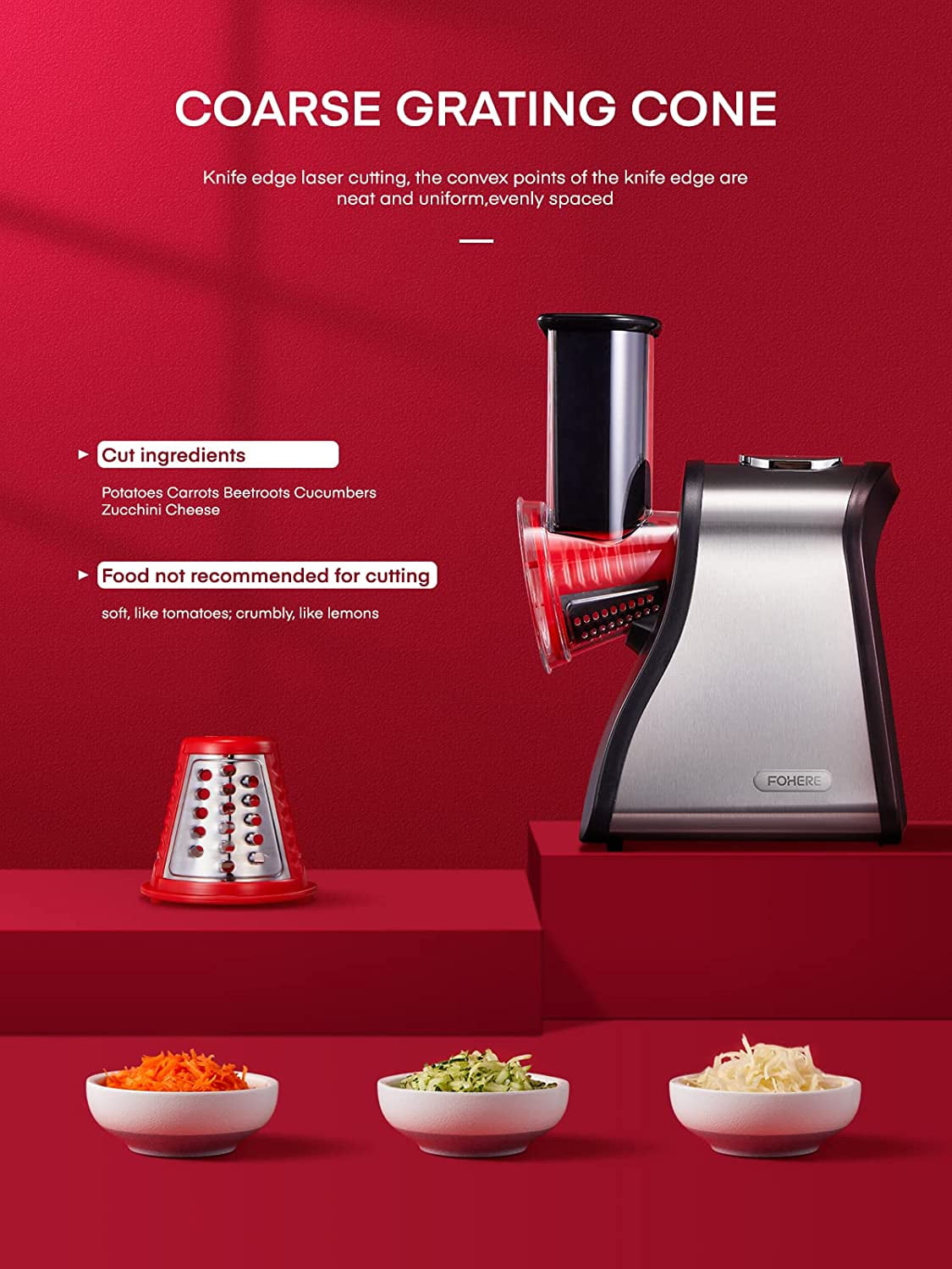 ASLATT Electric Cheese Grater, Cheese Grater Electric, One-Touch