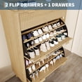 thumbnail image 4 of QinaQin 48-Inch Tall Freestanding Recessed Shoe Cabinet with 2 Flip-Top Drawers and a Hidden Narrow Shoe Rack Storage Unit, Suitable for Entryways and Living Rooms, 4 of 8