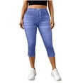thumbnail image 2 of Capri Pants Women Button High Waist Slim Fitting Stretch Side Split Crop Pants Casual Vintage Trousers Fashion, 2 of 7