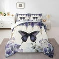 thumbnail image 2 of Purple Butterfly Bedding Set,Wisteria Florals Queen Comforter Sets Rustic Plants Down Comforter Lavender Decor Quilt Set, 2 of 7