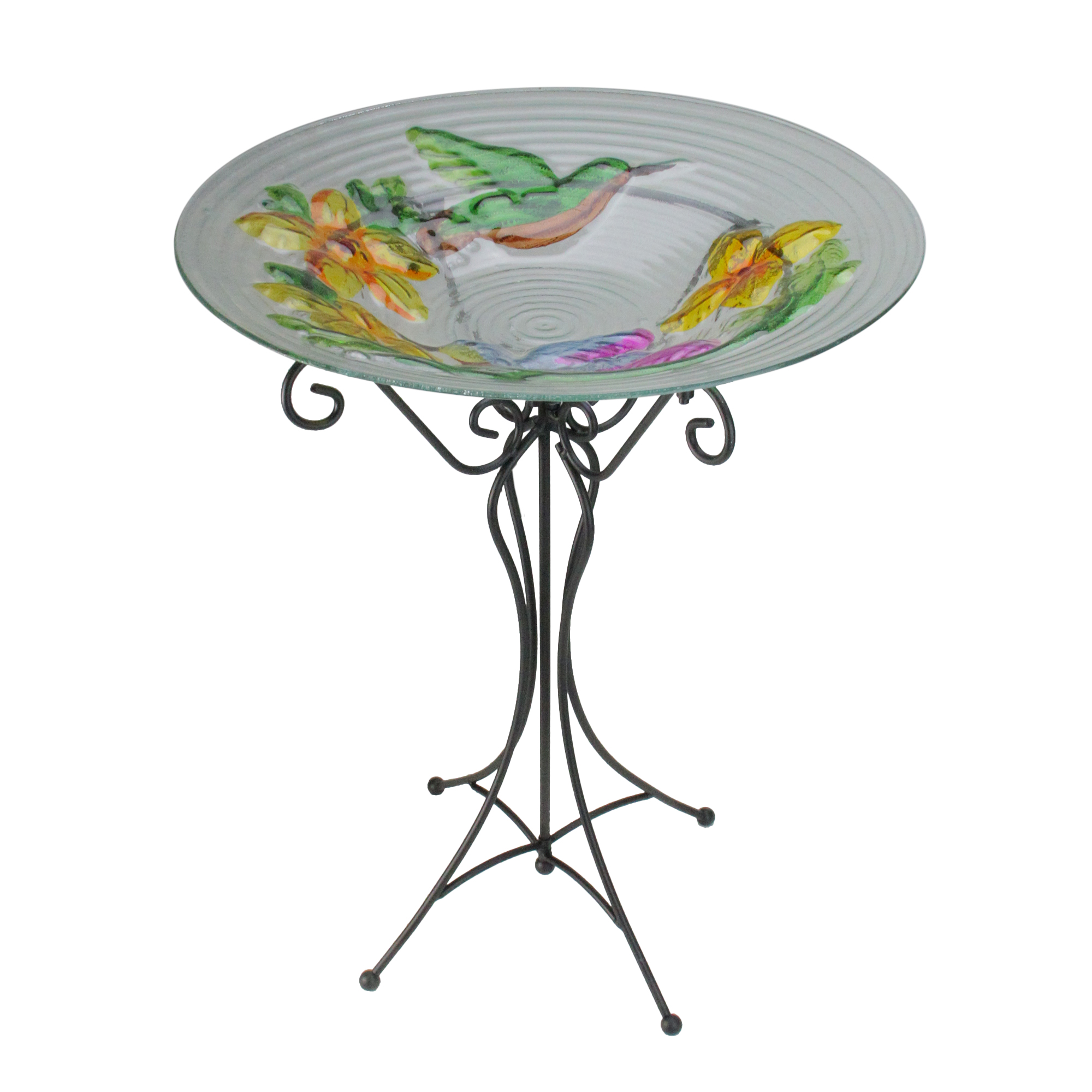 Northlight 22 5 Hummingbird And Flowers Hand Painted Glass Garden