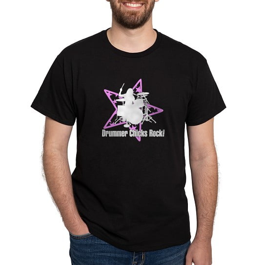 CafePress - Drummer Chicks Rock Dark T Shirt - Men's Classic Cotton T-Shirts