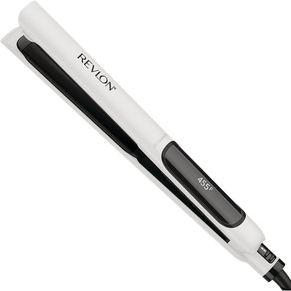 Revlon Crystal C Ceramic 1" Digital Hair Flat Iron, White