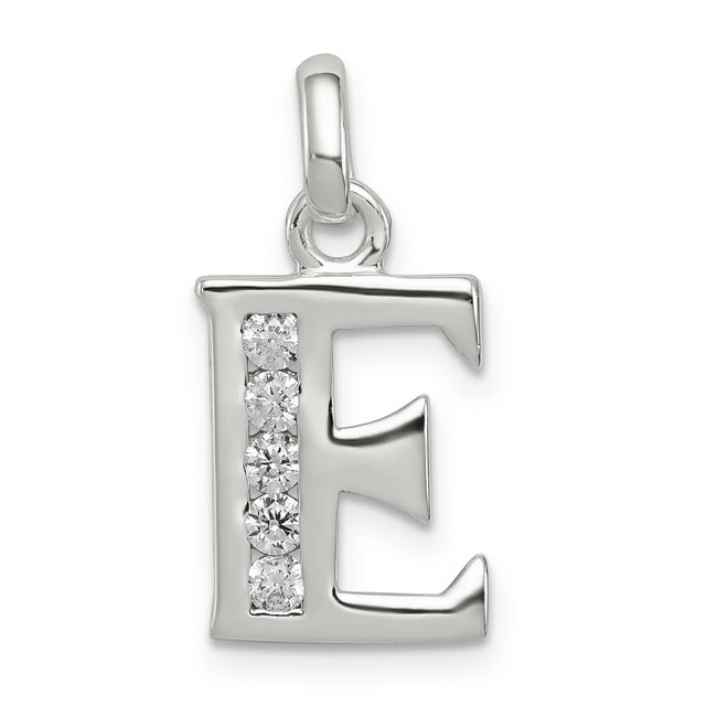 925 Sterling Silver Cubic Zirconia Cz Dainty Letter E Initiale Nom Monogramme Collier Pendentif Pendentif