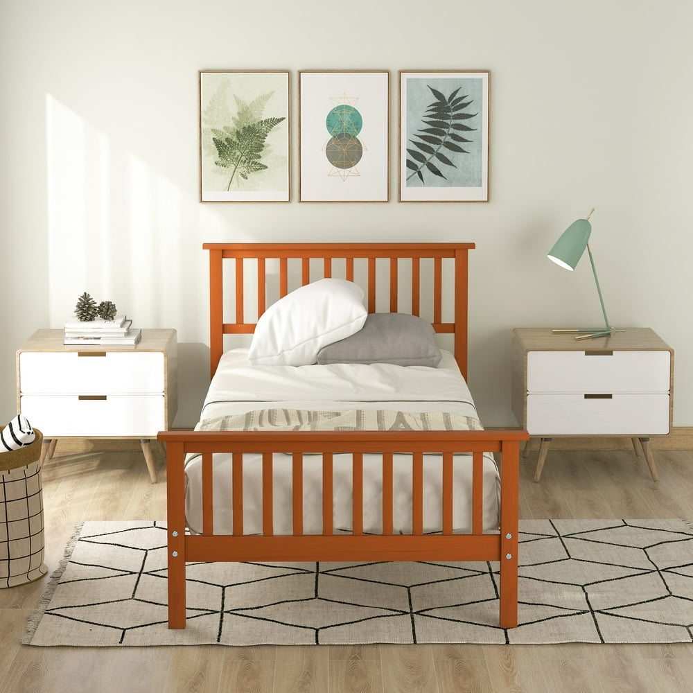 Twin Bed, Solid Wood Twin Bed Frame for Kids, Platform Bed Frame with