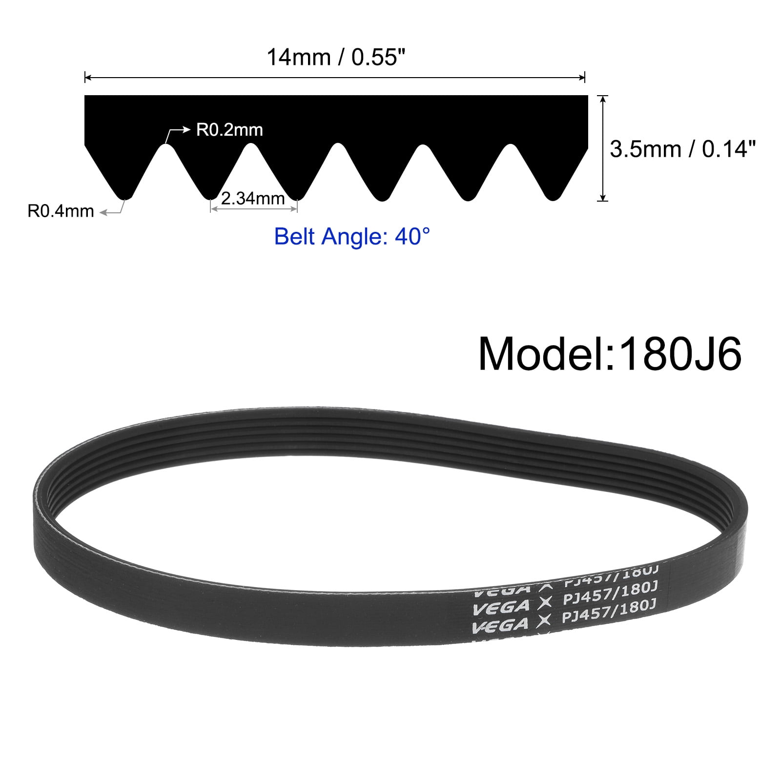 230J6 Rubber Poly V Belts, 6 Ribs PJ V-Ribbed Belt 23