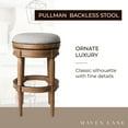 thumbnail image 3 of Maven Lane Pullman Backless Bar Stool in Weathered Oak Finish w/ Sand Color Fabric Upholstery, Set of 3, 3 of 6